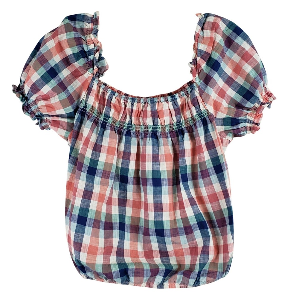 ModCloth Plaid Blouse Women M Multi-Color Cottagecore Boho
